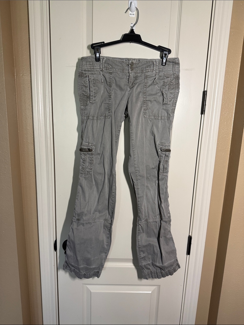 American Eagle Outfitters Light Gray Flare Cargo Pants